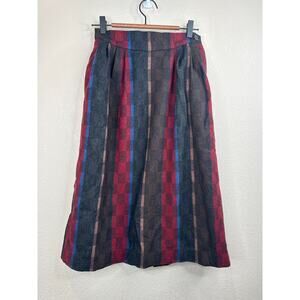 JH Collectibles Wool Blend Striped Checkboard Full Length Skirt Size 6 Lagenlook